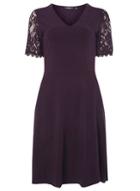 Dorothy Perkins *tall Purple Lace Sleeve Skater Dress