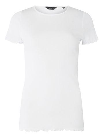 Dorothy Perkins White Lettuce Edge T-shirt