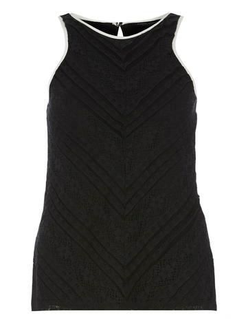 Dorothy Perkins Black Contrast Bind Lace Shell
