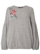 Dorothy Perkins Dp Curve Grey Embroidered Bubble Jumper