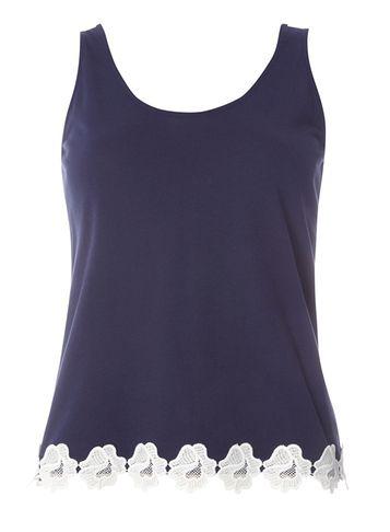 Dorothy Perkins Petite Navy Lace Trim Vest