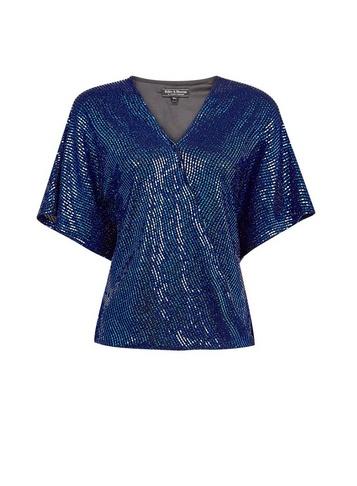 *billie & Blossom Cobalt Foil Batwing Wrap Top