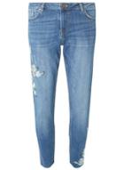 Dorothy Perkins Mid Wash Darcy Aqua Floral Embroiered Ankle Grazer Jeans