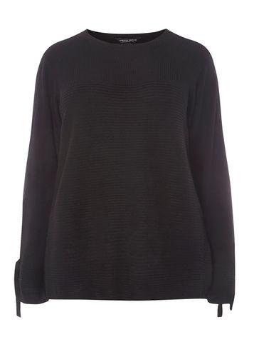 Dorothy Perkins Dp Curve Black Ribbed Tie Sleeve Jumper