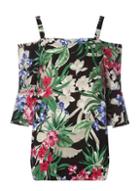 Dorothy Perkins *tall Tropical Print Cold Shoulder Top