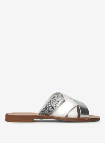 Dorothy Perkins White Leather Fonda Sandals