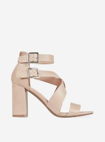 Dorothy Perkins Nude 'staffie' Cross Block Heel Sandals