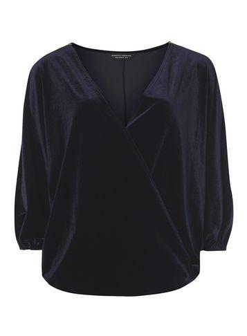 Dorothy Perkins Navy Velvet Wrap Top