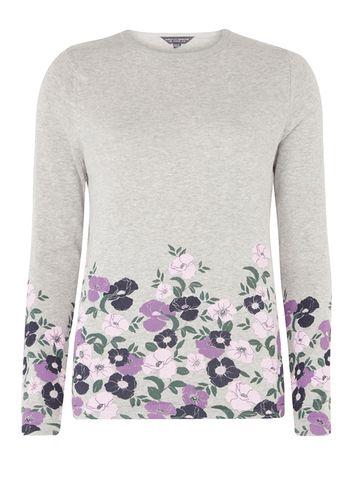 Dorothy Perkins *tall Grey Floral Print Hem Jumper