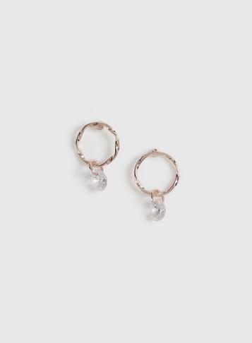 Dorothy Perkins Rose Gold Swarovski Drop Hoop Earrings