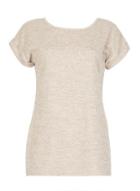 Dorothy Perkins *izabel London Beige Roll Sleeve T-shirt