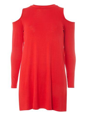 Dorothy Perkins Red Cold Shoulder Tunic