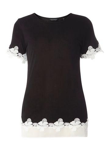 Dorothy Perkins Black Chiffon Lace Hem T-shirt