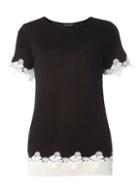 Dorothy Perkins Black Chiffon Lace Hem T-shirt