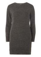Dorothy Perkins Charcoal Button Hem Knitted Tunic