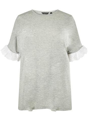 Dorothy Perkins *dp Curve Grey And White Broderie T-shirt