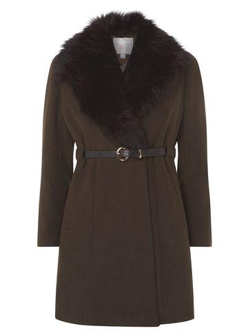 Dorothy Perkins Petite Khaki Fit And Flare Coat