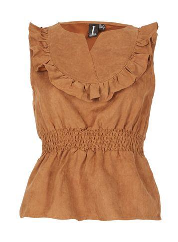 Dorothy Perkins *izabel London Tan Suede Ruffle Top