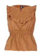 Dorothy Perkins *izabel London Tan Suede Ruffle Top