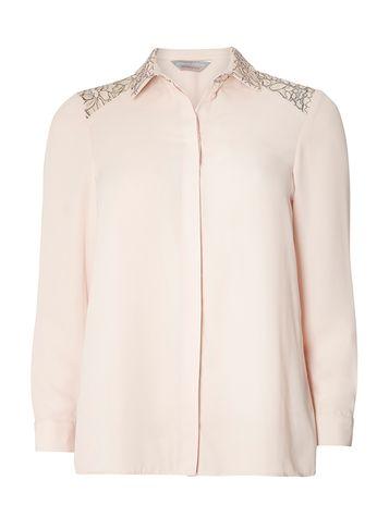Dorothy Perkins Petite Blush Lace Collar Shirt