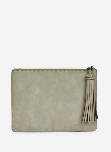 Dorothy Perkins Olive Green Tassel Clutch Bag