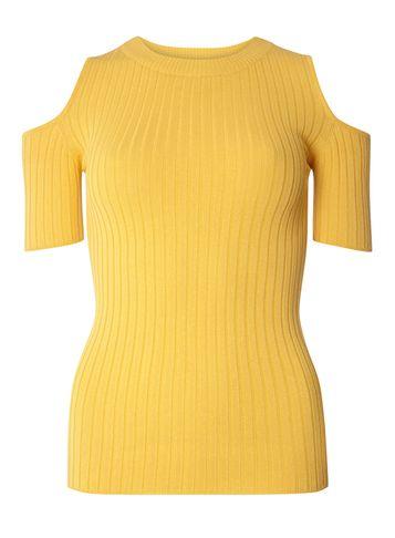 Dorothy Perkins Yellow Cold Shoulder Ribbed T-shirt