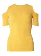 Dorothy Perkins Yellow Cold Shoulder Ribbed T-shirt