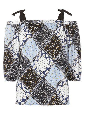 Dorothy Perkins Blue Tie Strap Cold-shoulder