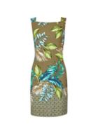 Dorothy Perkins Khaki Leaf Print Boarder Shift Dress