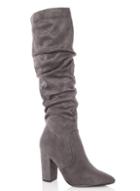 *quiz Grey Suede Ruched Knee High Boots