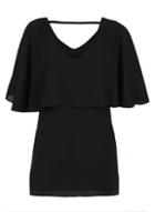 Dorothy Perkins *quiz Black V-neck Cape Detail Top