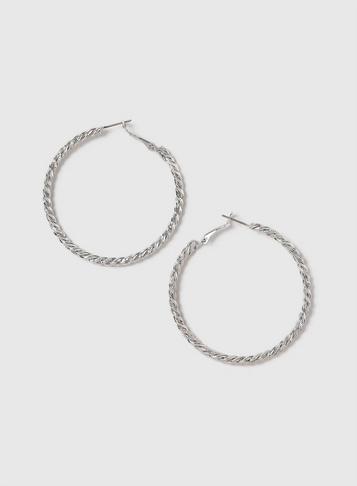 Dorothy Perkins Silver Look Twist Hoop Earrings