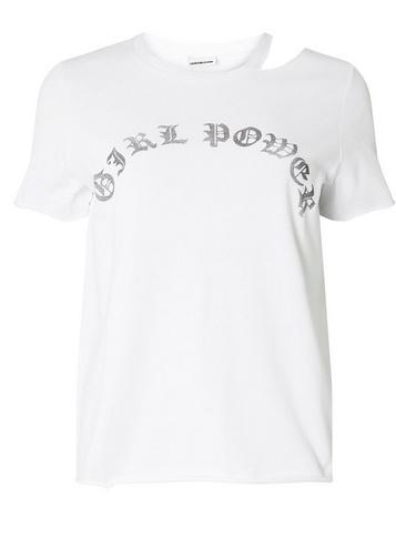 *noisy May White Cut Out Calligraphy T-shirt