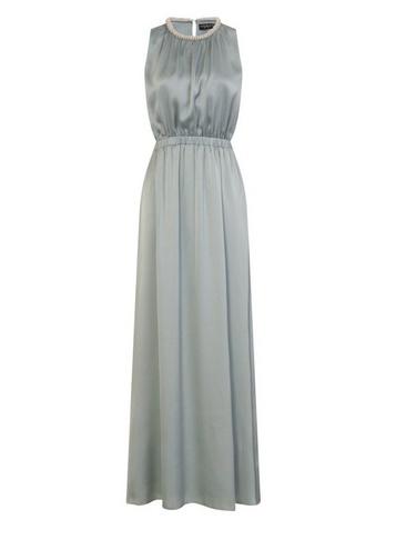 *little Mistress Blue Cornflower Satin Maxi Dress