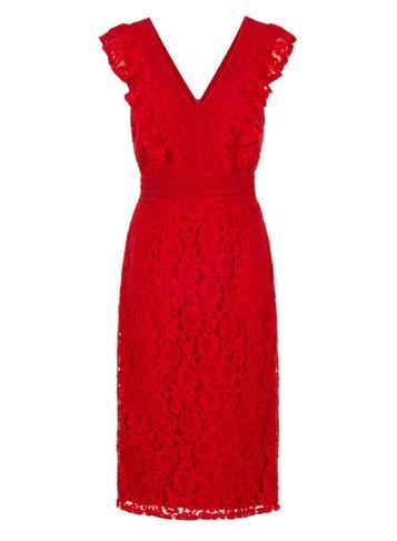 Dorothy Perkins *little Mistress Red Cap Lace Sleeve Pencil Dress