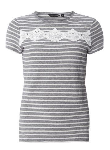 Dorothy Perkins Grey Stripe T-shirt With Trim