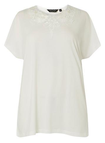 Dorothy Perkins Dp Curve Ivory Applique Lace T-shirt