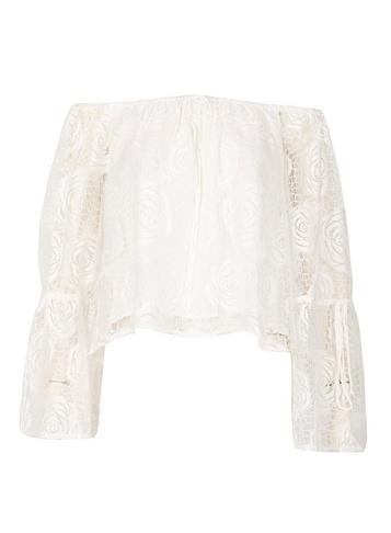*voulez Vous Ivory Bardot Crochet Top