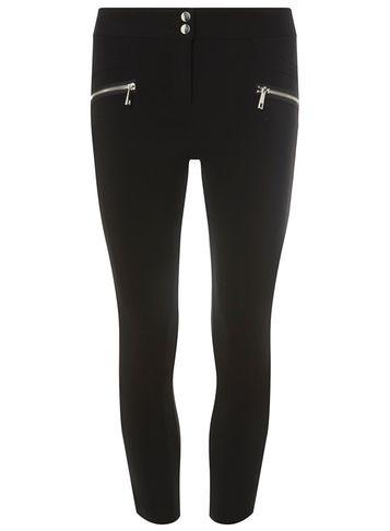 Dorothy Perkins Petite Black Zip Detail Skinny Fit Trousers
