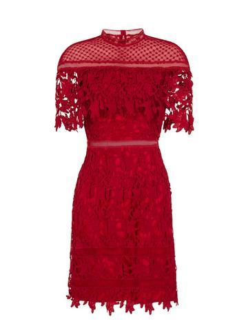 Dorothy Perkins *chi Chi London Red Crochet Bodycon Dress