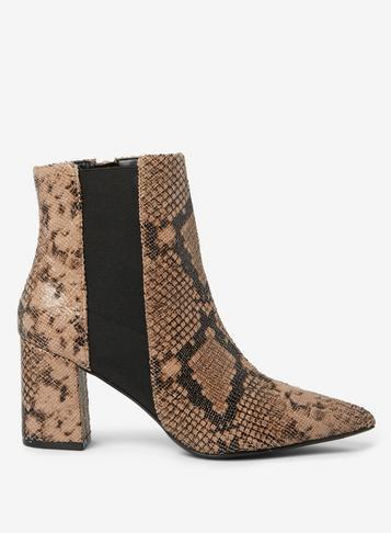 Dorothy Perkins Brown Snake Print 'annika' Chelsea Boots