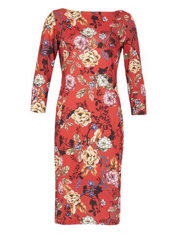 Dorothy Perkins *feverfish Red Vintage Print Bodycon Dress