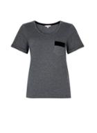 Dorothy Perkins Grey Velvet Trim T-shirt