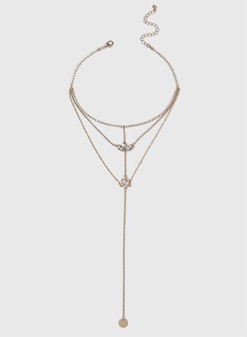 Dorothy Perkins Gold Fine Ladder Rhinestone Choker