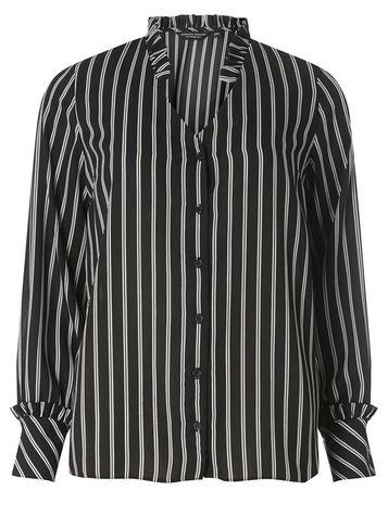 Dorothy Perkins Black Striped Frill Shirt