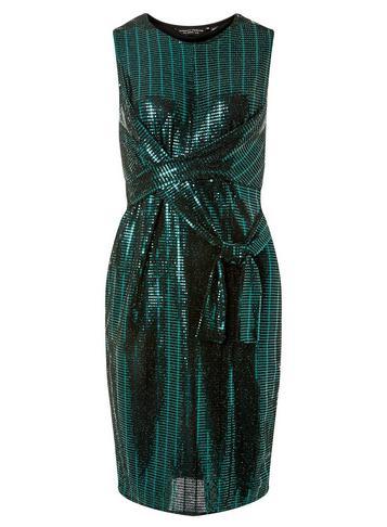 Dorothy Perkins Green Square Glitter Twist Bodycon Dress