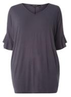 Dorothy Perkins Dp Curve Petrol Ruffle Sleeve T-shirt