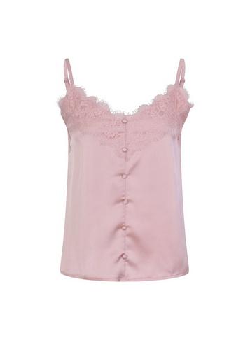 Girls On Film *girls On Film Pink Lace Trim Button Camisole Top