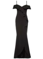 Dorothy Perkins *quiz Black Ruffle Crepe Maxi Dress
