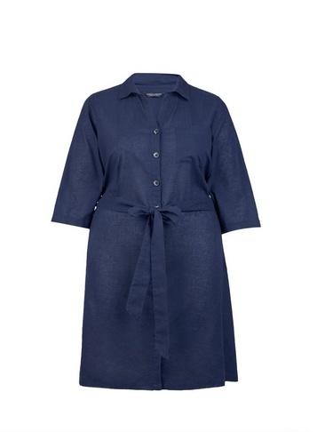Dorothy Perkins *dp Curve Navy Linen Shirt Dress